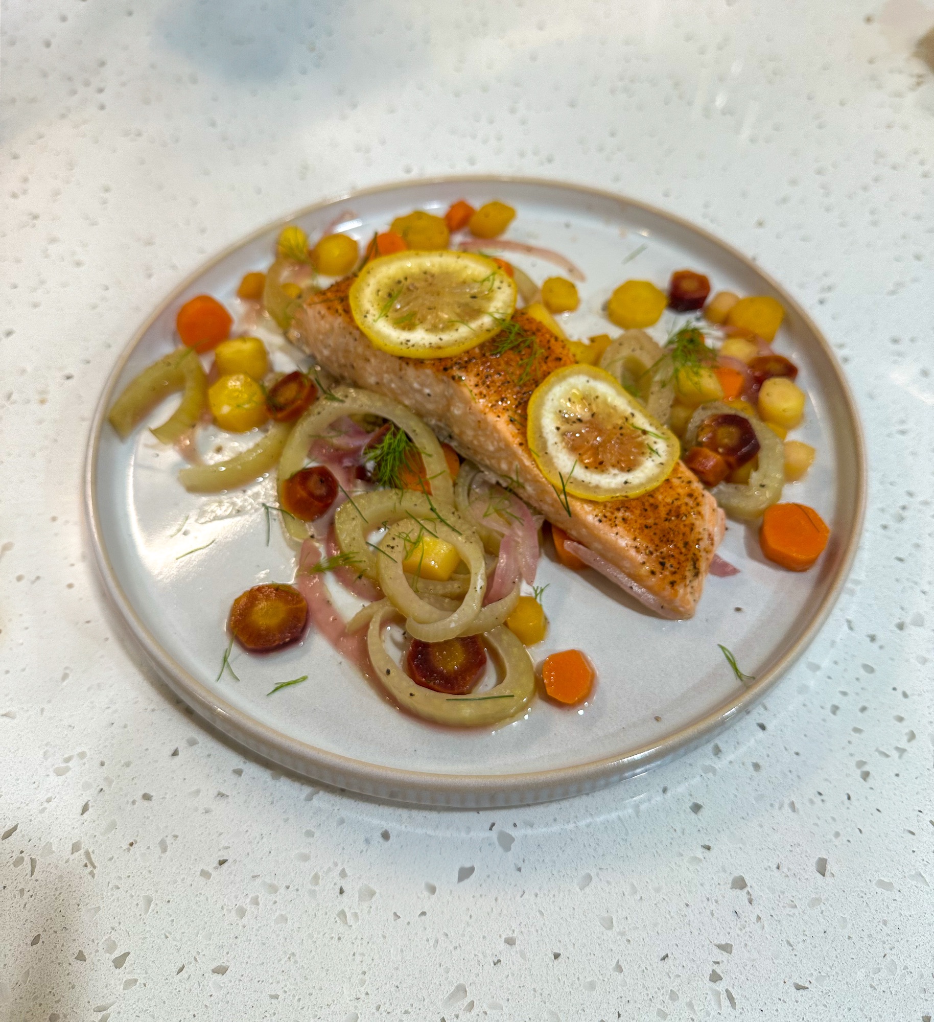 Roasted Salmon with Fennel and Carrots
